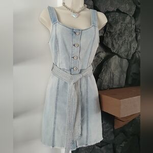 Rewash Women's Light Blue Denim Overall Dress